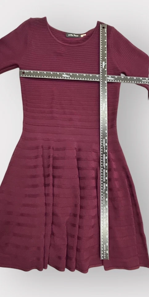 Ivanka Trump Knit Dress Women Small Burgundy Fit Flare Office Brunch Cozy - Image 2 of 4