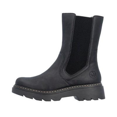 Rieker Damen Chelsea Boots Schwarz 76780-00 Stiefeletten Stiefel Biker Boots