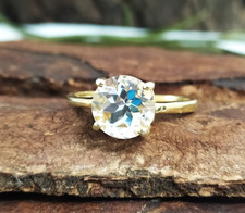 Natural Crystal Quartz 925 Solid Sterling silver Ring Engagement Gift For Her