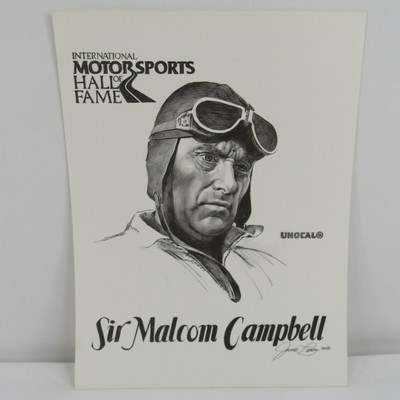 #ad #ad Malcolm Campbell International Motor Sport Hall Fame Art Jeanne Barnes Unocal 76 $24.99