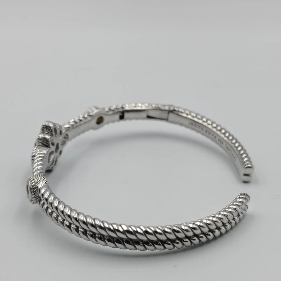 Brazalete QVC Judith Ripka Plata de Ley 925 Amatista y Citrino Bisagras 7" Foto 4 de 4