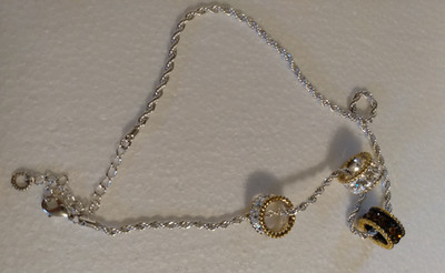 3 Ring Charm Necklace Silver Color Chain Lobster Clasp