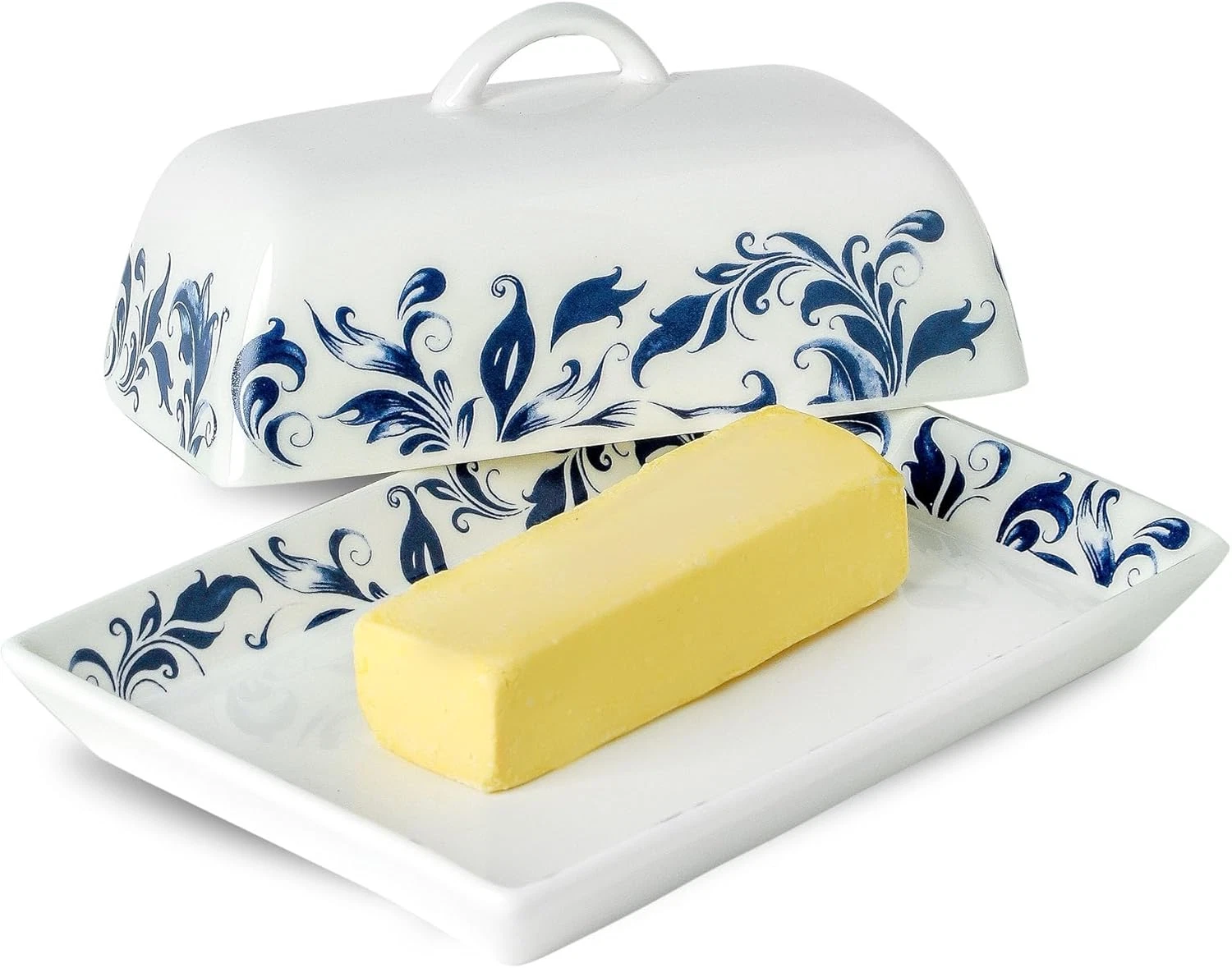Butter Box,Ceramic Butter Dish with Lid,Butter Saver,Microwave and Dishwasher Sa