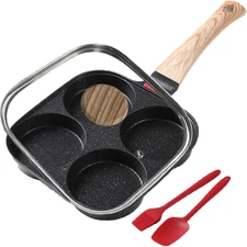 4 Cup Egg Frying Pan with Lid Nonstick Skillet Pancake Omelet Burger Cooker Tool