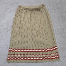 Pointelle Crochet Knit Skirt Medium 70s Indie Chevron Boho Retro Grandma Western