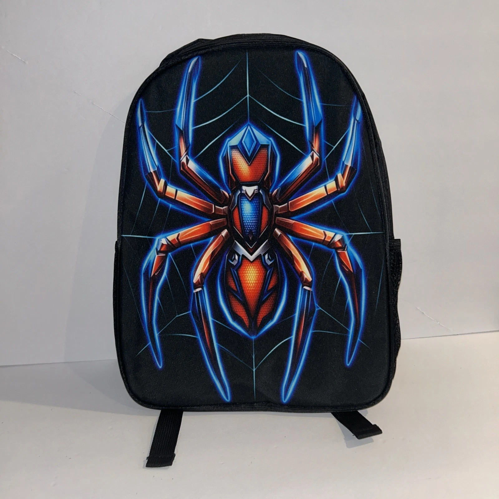 Unisex Kids Orange Blue Spider School Backpack, Casual Travel Backpack, Elementary School Bag, Student Gift