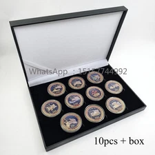 10pcs 250th Anniversary US Gold Commemorative Coins With Box Collection Gifts