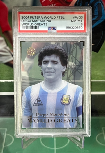 2004 Futera World Football #WG3 Diego Maradona World Greats PSA 8