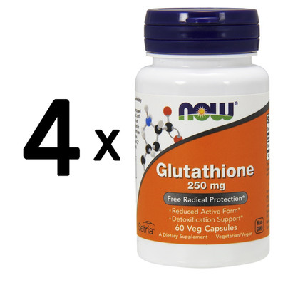 4 x NOW Foods Glutathione, 250mg - 60 vcaps (312,29 EUR/kg)