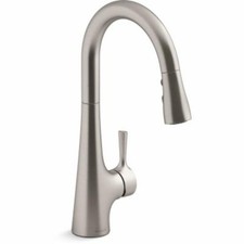 Kohler Tempered Pullout Spray Kitchen Faucet Vibrant Stainless Single Handle - K