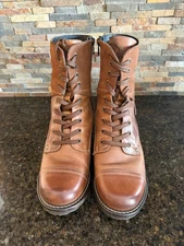 taos crave womens size 39 shoes brown leather side zip heel combat moto boots