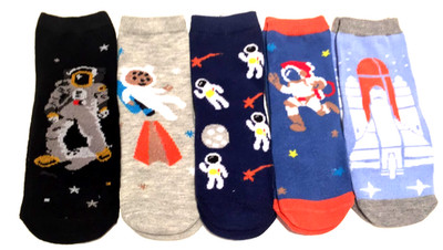 5 Paar Kinder Jungen Socken ABS Weltraum Astronaut Strümpfe 19-34  #K87