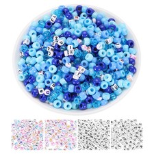 1000 Pcs Pony Beads 6x9 mm Acrylic Friendship Bracelet, Blue
