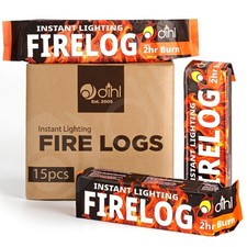 Box of 15 Easy Light No Mess Smokeless Instant Fire Logs 2 Hour Burn Each