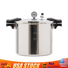 23 Quart Large Capacity Pressure Canner Cooker with Gauge Release Valve Silver 