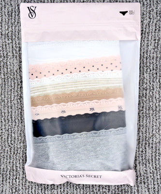 Victoria's Secret NEW XXL Lace Trim Cheeky Panties 7 Pack Multi Logo Cute