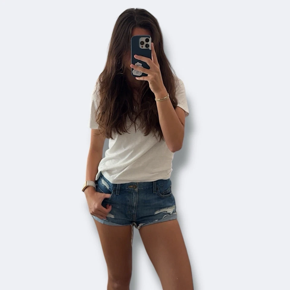 Pantalones cortos de mezclilla BDG para mujer talla 27 azul novio tiro bajo desgastados Foto 2 de 4