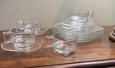VTG Joe Colombo Arno Italy Stackable Espresso Cups Saucers & Dessert Plate 12 pc