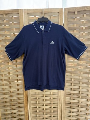ADIDAS 90s Vintage Medium Embroidered Logo Ribbed Cuffed Golf Polo
