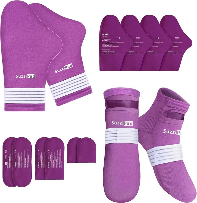 SuzziPad Foot Ice Pack Cold Socks & Gloves for Chemotherapy LARGE PURPLE NEW 477