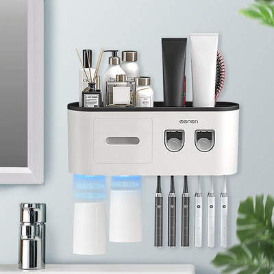 Toothbrush Holders Wall Mounted, Toothbrush Holder with Automatic Toothpaste Dis