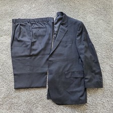 JOS A BANK Signature Gold Two Piece Suit 46 R 39x29 Gray Blue Herringbone Stripe
