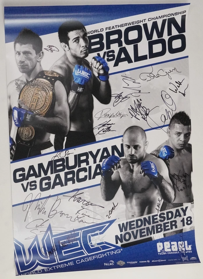 Póster de lucha firmado por tarjeta WEC 44 José Aldo Mike Brown Cub Swanson UFC SBC 99 Foto 4 de 4