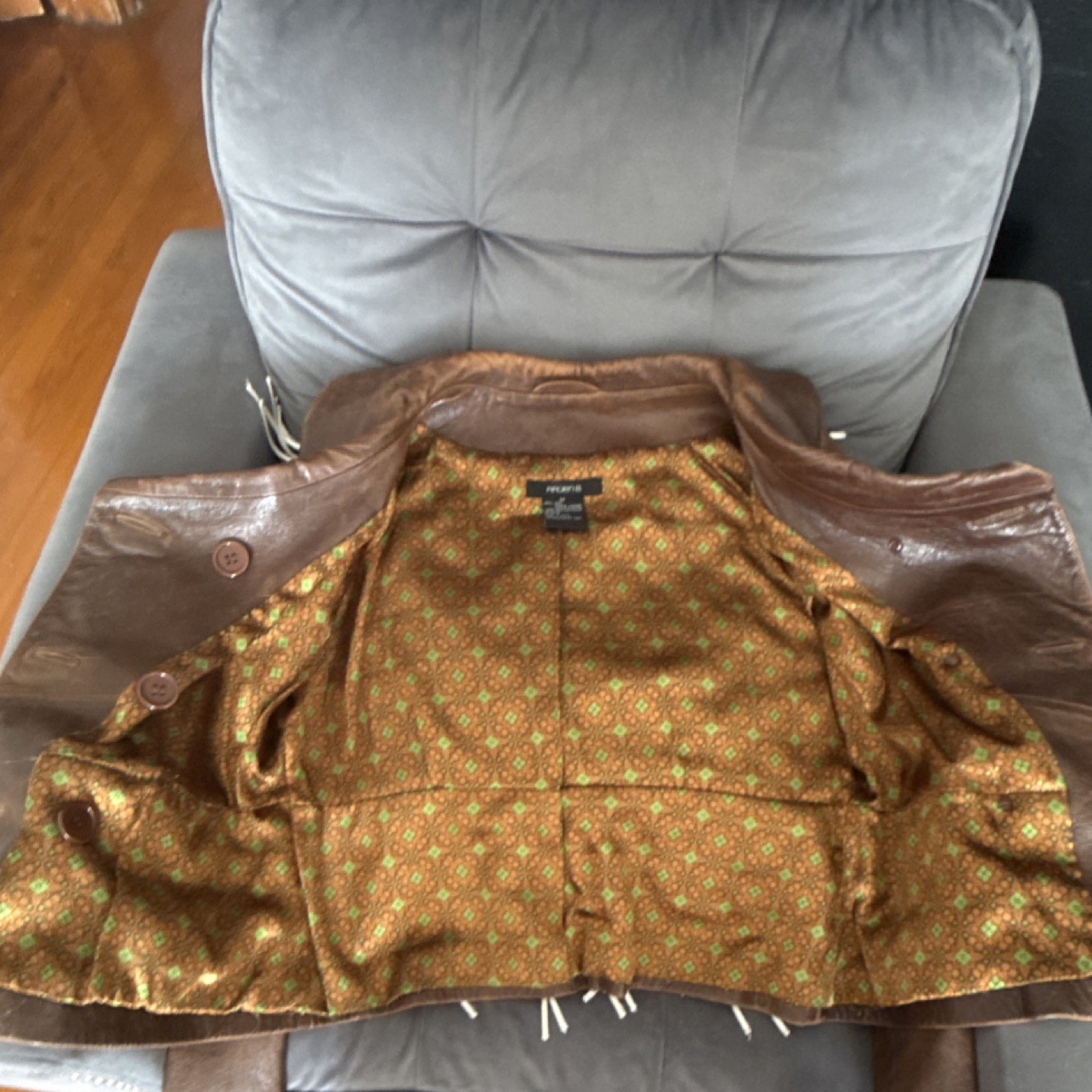 Arden B. Brown Collared Button Front Lined Leathe… - image 4