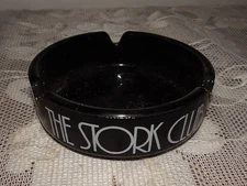 Vintage THE STORK CLUB New York Nightclub Black Amethyst Glass Ashtray 3 1/2"