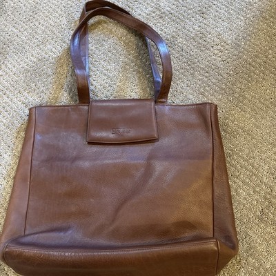 BREE Classic Leather Brief Case Purse Messenger Tote Bag Brown