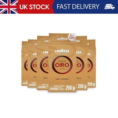 Lavazza, Qualità Oro, Ground Coffee, 6 Packs of 250 g, Ideal for Moka Pot, Filte