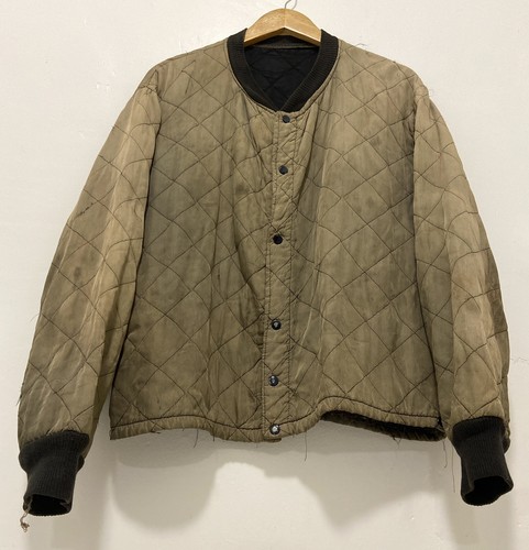 VTG GOLD FADED QUILTED LINER OUTERWEAR LAYER SNAP WORN JACKET 60'S 70'S RARE M L - Picture 3 of 20