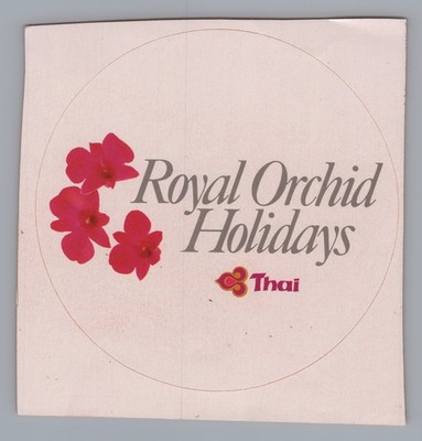 Thai Airways Airline Aufkleber Label Vintage Original Royal Orchid Holidays