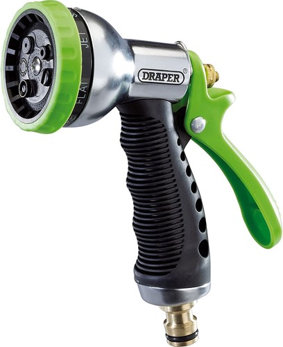 Draper 7 Pattern Aluminium Body Garden Hose Spray Gun Soft Grip 25342 - Picture 1 of 2