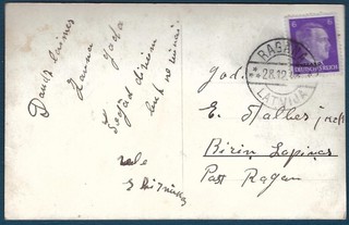 LATVIA: 1943 Postcard from RAGANA; Small Place German Occupation Era