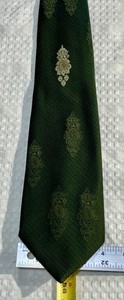 Vintage Damon Formal Dress Necktie Emblems Green Neck Tie 56” X 4” Used, Good