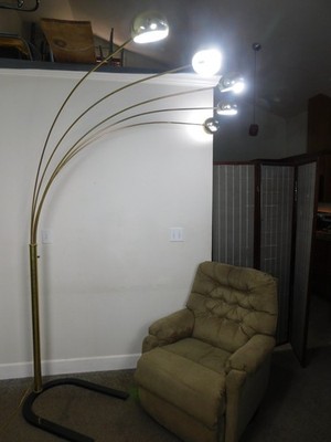 Under Sofa MCM Guzzini Style Brass Arc Orbs Spray Lamp Atomic 5 Arms Light SHIPS