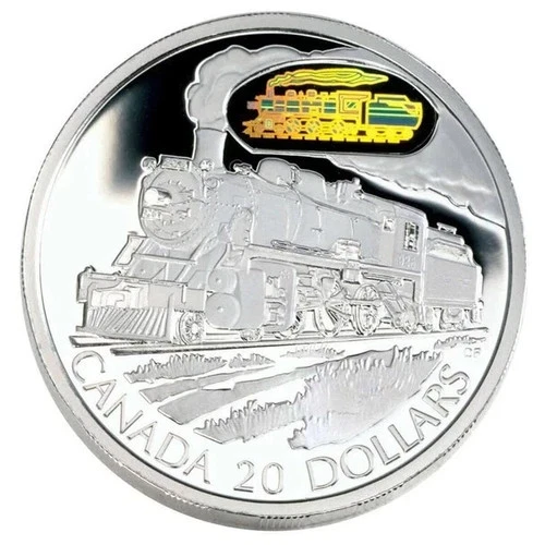 2002 Canada Silver $20 Dollars Coin Transportation  D-10 Locomotive Train Proof