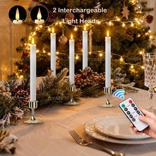 6 Pack Flickering Flameless  LED Taper Candles with Holders Timer Remote Control