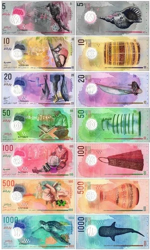 Maldives 5-1000 Rufiyaa 7 Pieces Set, 2015-2020, P-A26-31, UNC, Polymer