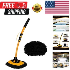 43" Rotating Curved Car Wash Mop with Soft Chenille Head - Scratch Free