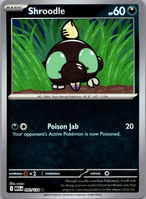 Shroodle -ME01: Mega Evolution 091/132 NM Reverse Holo