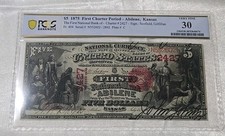 ONLY KNOWN!!! 1875 $5 ABILENE KANSAS CHARTER 2427 NATIONAL NOTE PCGS VF30