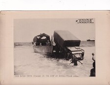 Original Press Photo WW2 Bougainville 3 Ton truck ashore Landing Craft 28.3.45