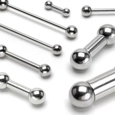 Barbell Tongue Nipple Ring Heavy 6 Gauge 3/4" 8mm Balls Steel SET of 2