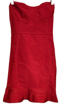 Pretty Little Thing Bodycon Dress Frill Hem Bandage Strapless Dress SIZE 6 - RED