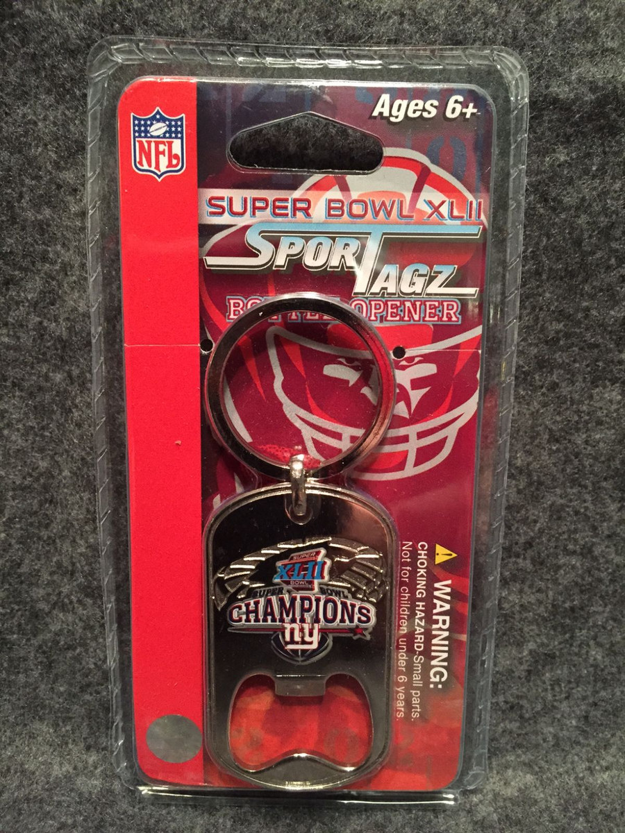 NEW YORK GIANTS Beer Bottle Opener Keychain Super Bowl XLII Champs 2008 SB42