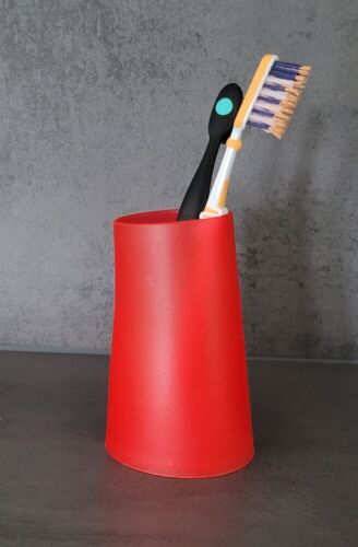 Spirella Move Frosty Red Toothbrush Cup Asymmetric Shape