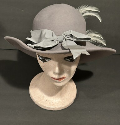 Vintage Womens Kurt Jr. Tom Hann Gray Hat With Feathers | eBay display picture 3
