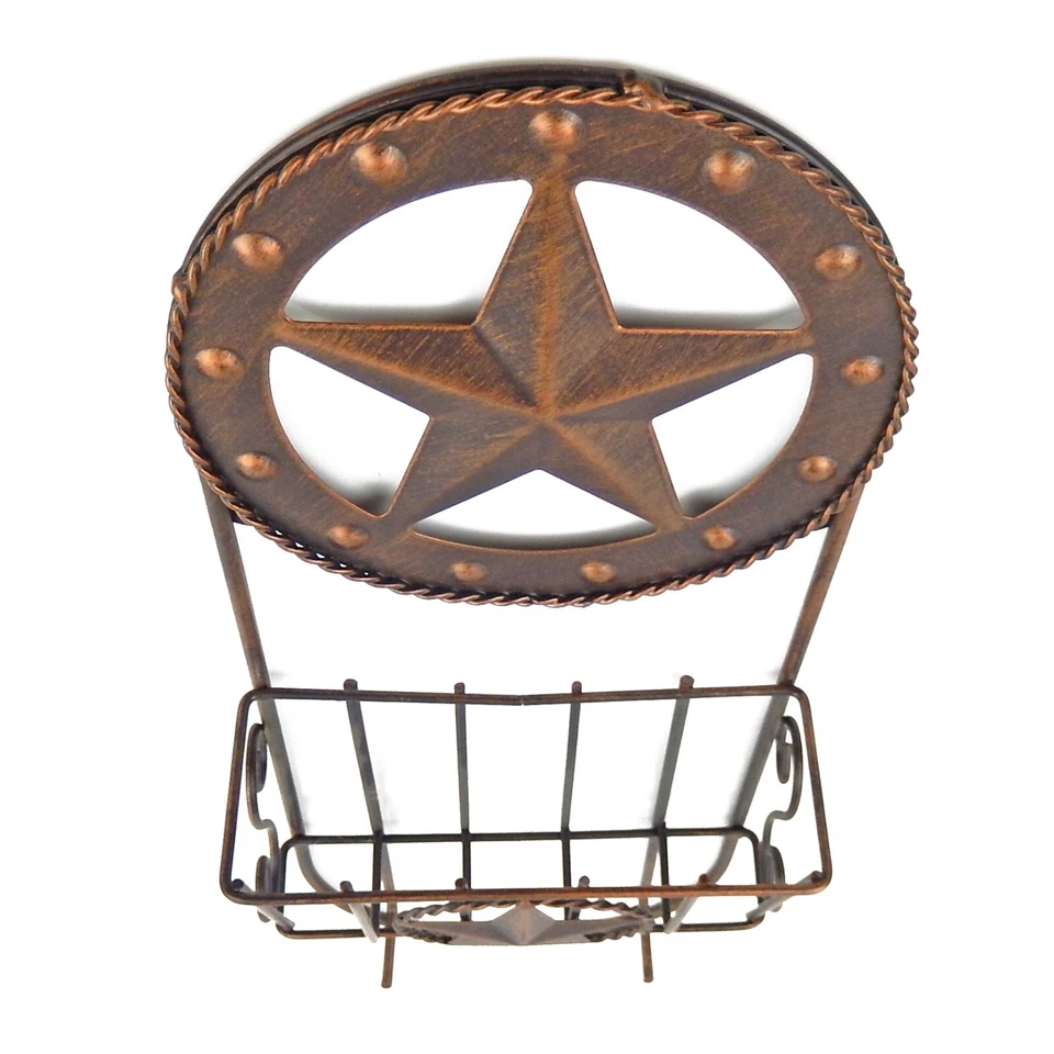 Rústico Western Stars Metal 2 en 1 Porta Letras y Llaves Dos Ganchos Cobre Cepillado Foto 4 de 4